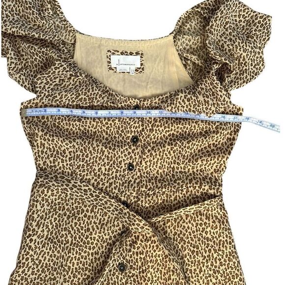 Anthropologie Bolano cheetah print midi dress with a button-down front and tie w - Picture 10 of 12
